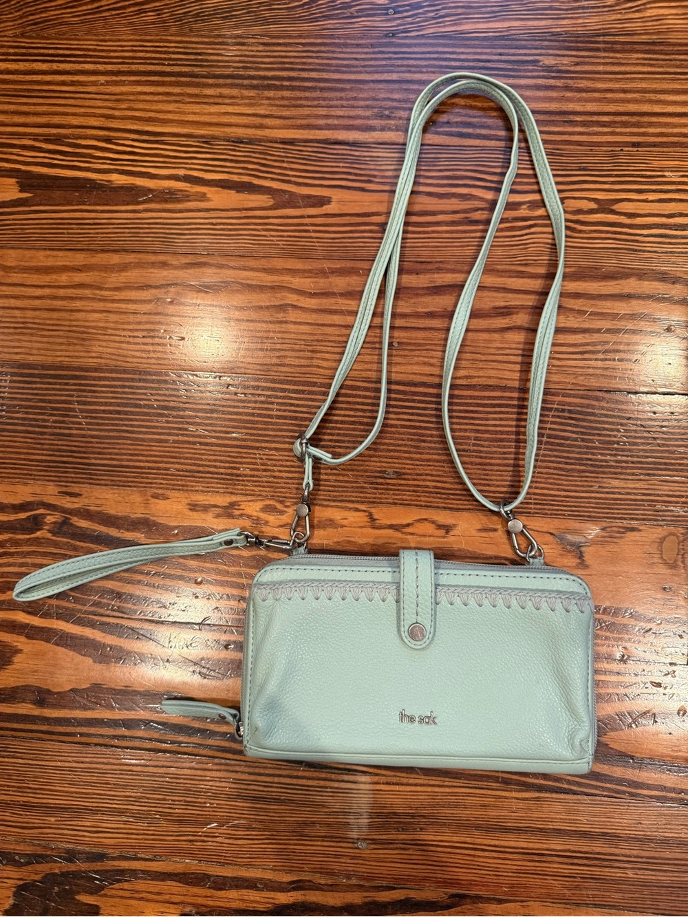 The Sak Mint Green Leather Crossbody Wallet - Picture 2 of 7